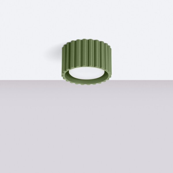 Flache Deckenleuchte GX53 Olivgrün Ø10 cm Aluminium