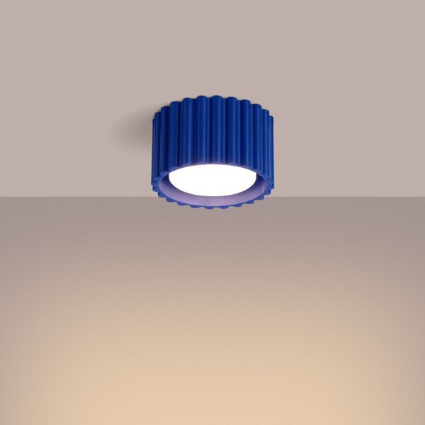 Flache Deckenleuchte GX53 Marineblau Ø10 cm Aluminium