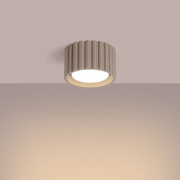 Flache Deckenleuchte GX53 Taupe rund Ø10 cm Aluminium
