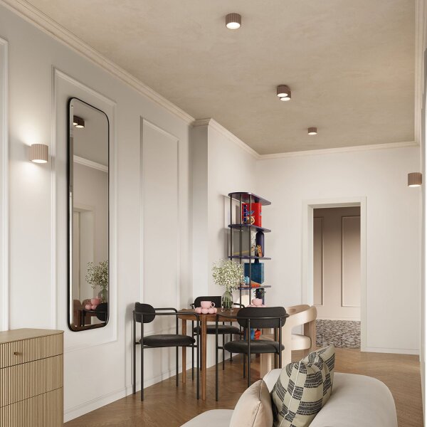 Flache Deckenleuchte GX53 Taupe rund Ø10 cm Aluminium