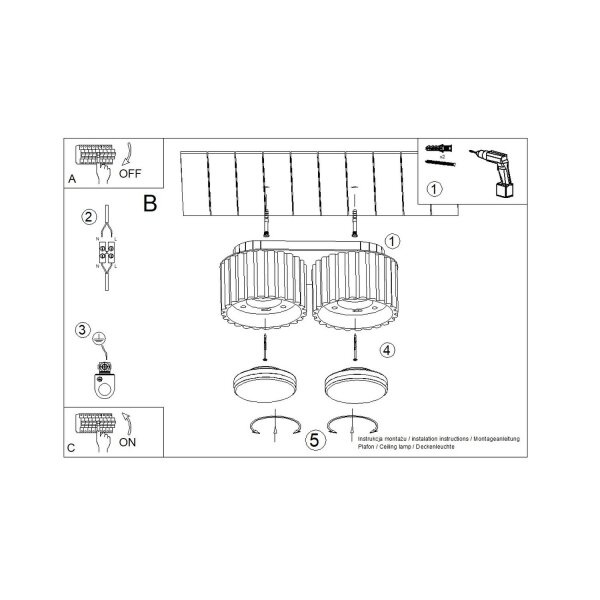 Deckenleuchte Burgund GX53 21 cm lang Modern 2-flammig