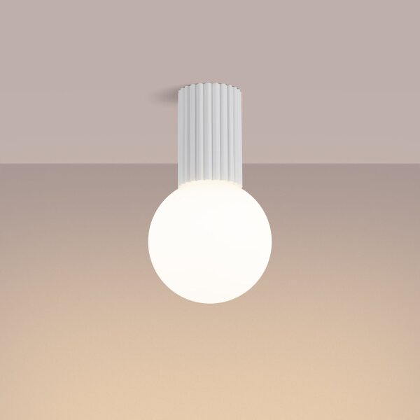 Deckenlampe Bad Weiß IP44 G9 rund Ø12 cm Glas Alu