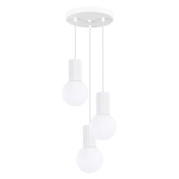Pendelleuchte Glas Weiß G9 25 cm Aluminium 3-flammig