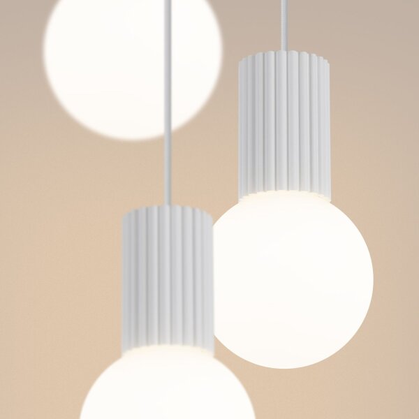 Pendelleuchte Glas Weiß G9 25 cm Aluminium 3-flammig