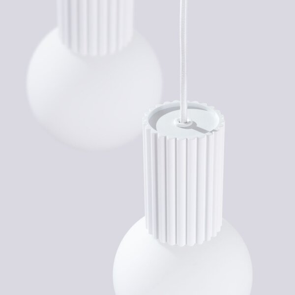 Pendelleuchte Glas Weiß G9 25 cm Aluminium 3-flammig