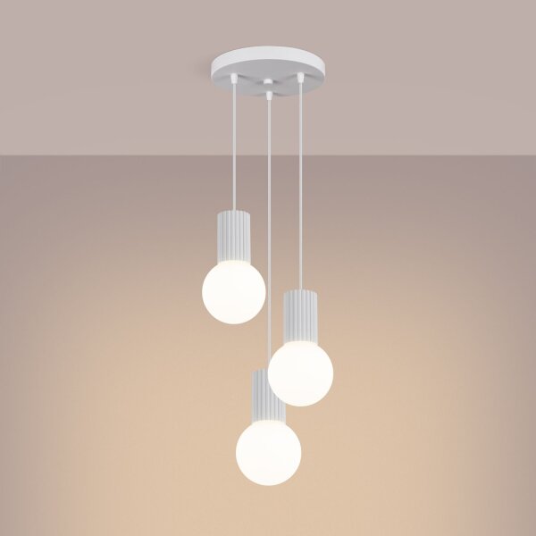 Pendelleuchte Glas Weiß G9 25 cm Aluminium 3-flammig