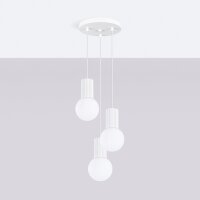 Pendelleuchte Glas Weiß G9 25 cm Aluminium 3-flammig
