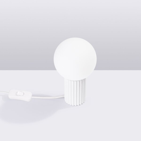 Runde Tischlampe Glas Weiß G9 19 cm Kugel blendarm