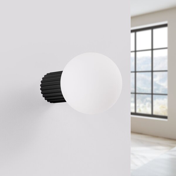 Wandleuchte Bad IP44 Schwarz G9 H:12 cm Glas blendarm