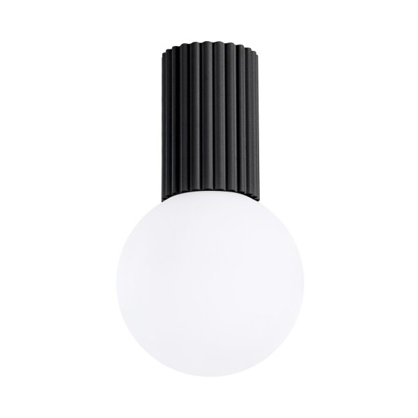 Deckenlampe Bad Schwarz IP44 G9 rund Ø12 cm Glas Alu