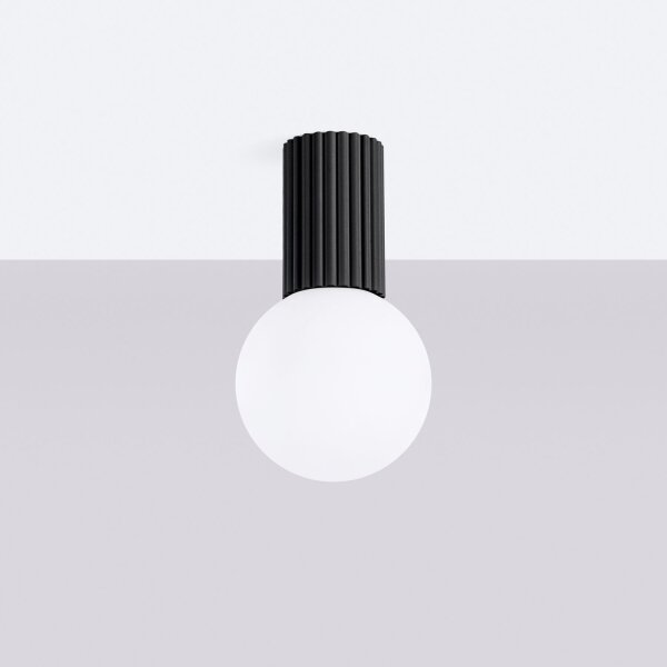 Deckenlampe Bad Schwarz IP44 G9 rund Ø12 cm Glas Alu