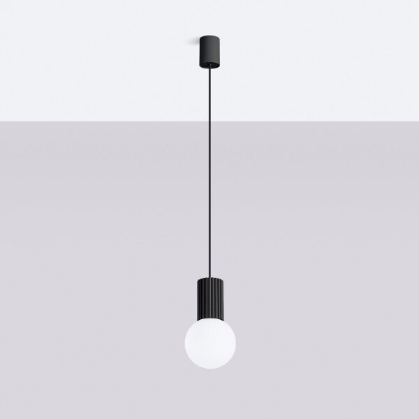 Hängelampe Schwarz Glas Alu G9 Ø12 cm rund blendarm