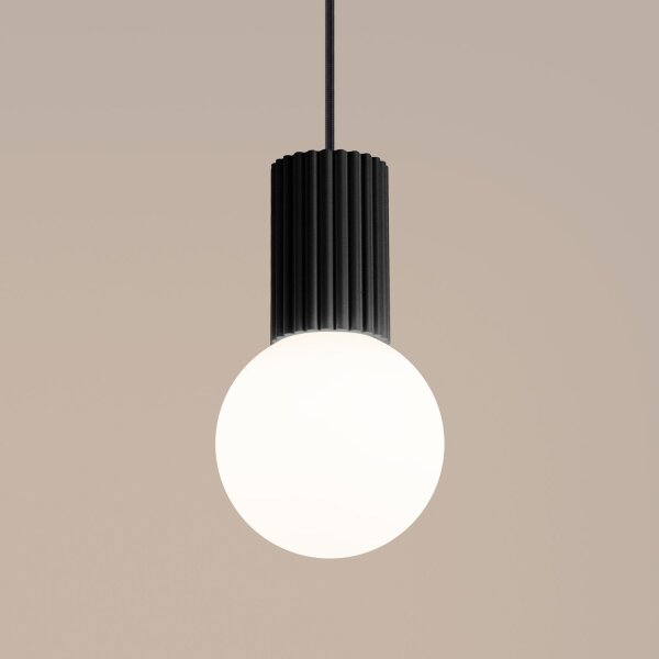 Hängelampe Schwarz Glas Alu G9 Ø12 cm rund blendarm