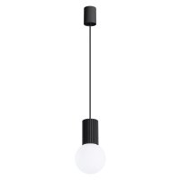 H&auml;ngelampe Schwarz Glas Alu G9 &Oslash;12 cm rund...