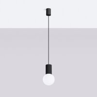 Hängelampe Schwarz Glas Alu G9 Ø12 cm rund...