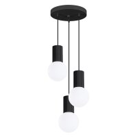 Pendelleuchte Glas Schwarz G9 L:25 cm 3-flmg Aluminium