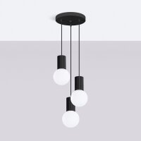 Pendelleuchte Glas Schwarz G9 L:25 cm 3-flmg Aluminium