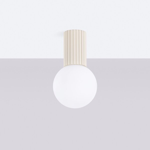 Deckenleuchte Glas Beige G9 IP44 Ø12 cm Aluminium