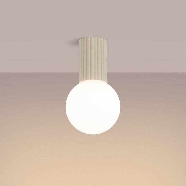 Deckenleuchte Glas Beige G9 IP44 Ø12 cm Aluminium
