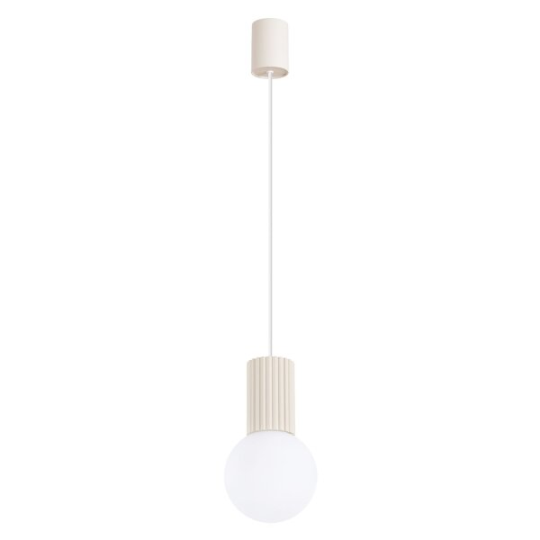 Hängelampe Beige Glas Alu G9 Ø12 cm rund blendarm