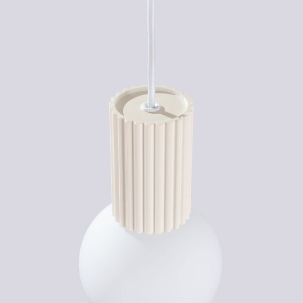 Hängelampe Beige Glas Alu G9 Ø12 cm rund blendarm