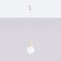 Hängelampe Beige Glas Alu G9 Ø12 cm rund...