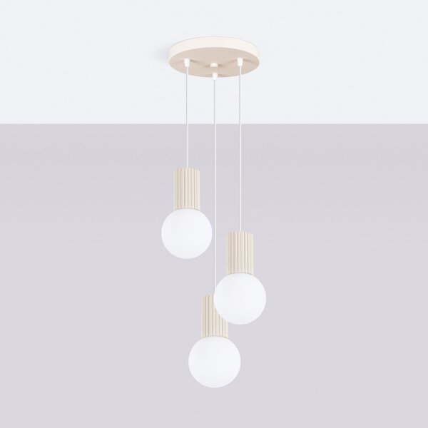 Pendelleuchte Glas Beige Aluminium G9 B:25 cm 3-flammig