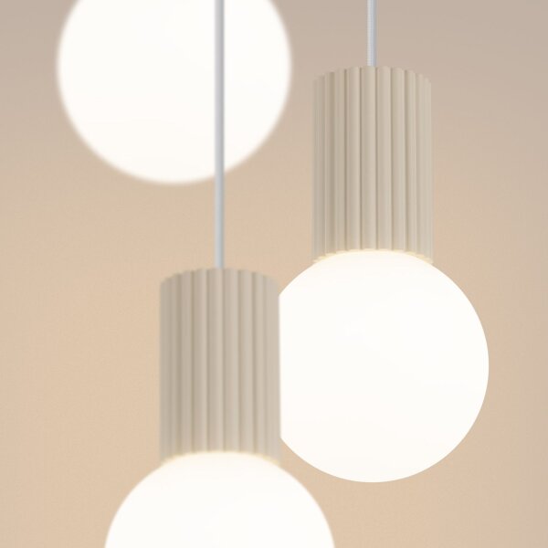 Pendelleuchte Glas Beige Aluminium G9 B:25 cm 3-flammig