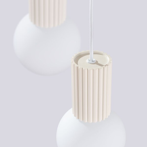 Pendelleuchte Glas Beige Aluminium G9 B:25 cm 3-flammig