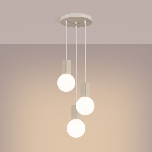 Pendelleuchte Glas Beige Aluminium G9 B:25 cm 3-flammig