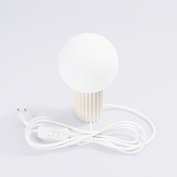 Tischlampe Glas Metall Beige G9 Ø19 cm Kugel blendarm