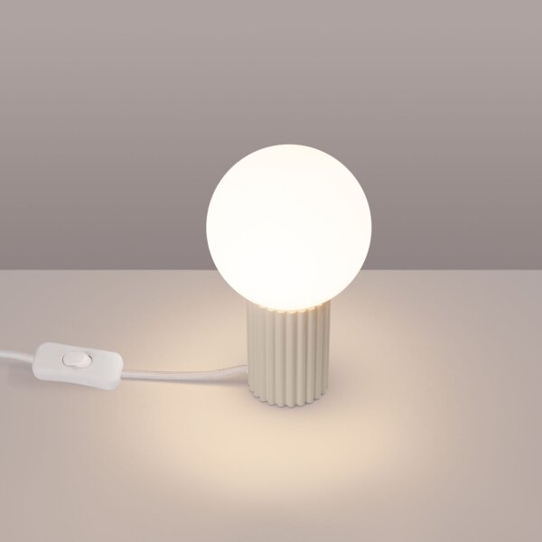 Tischlampe Glas Metall Beige G9 Ø19 cm Kugel blendarm