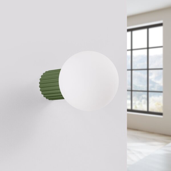 Wandlampe Bad IP44 Olivgrün G9 T:17 cm Glas blendarm