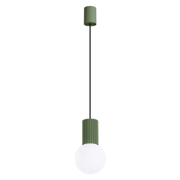 Hängelampe Olivgrün Glas Alu G9 Ø12 cm rund blendarm
