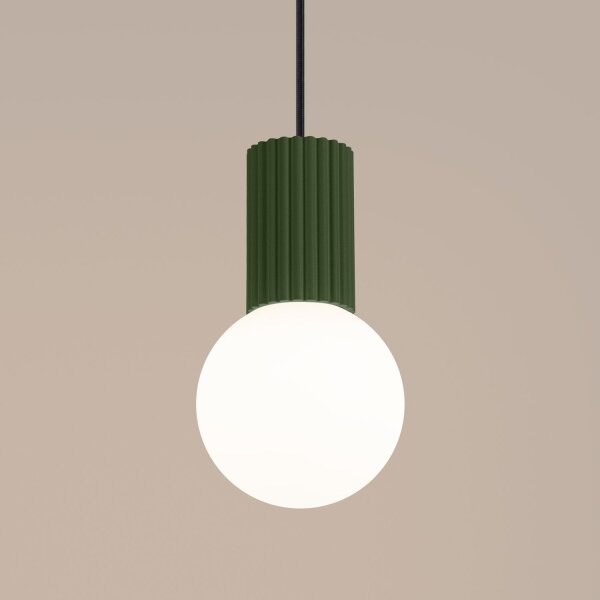 Hängelampe Olivgrün Glas Alu G9 Ø12 cm rund blendarm