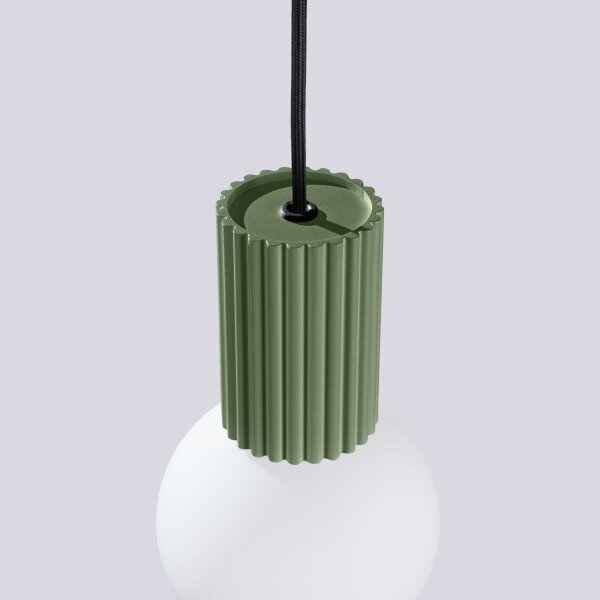 Hängelampe Olivgrün Glas Alu G9 Ø12 cm rund blendarm