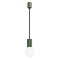 H&auml;ngelampe Olivgr&uuml;n Glas Alu G9 &Oslash;12 cm rund blendarm