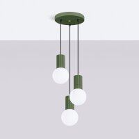 Pendelleuchte Glas Aluminium G9 B:25 cm 3-flmg Olivgrün