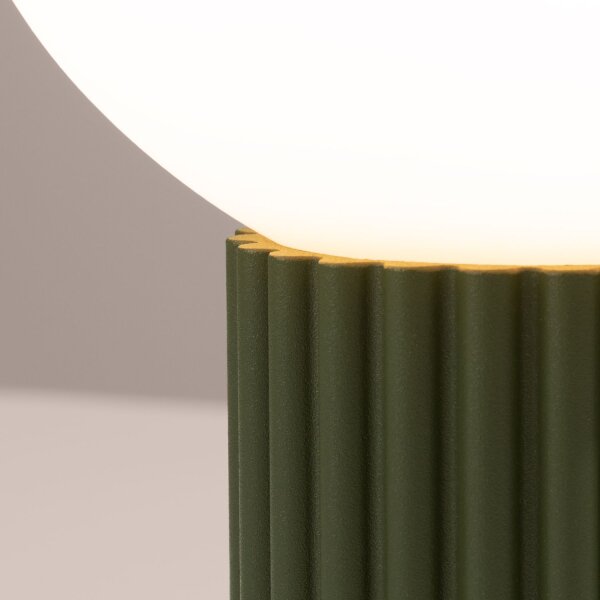 Tischleuchte Glaskugel blendarm G9 19 cm in Olivgrün