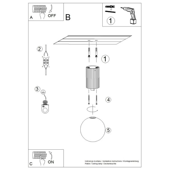 Deckenleuchte Glas G9 IP44 H:21 cm Aluminium Ocker
