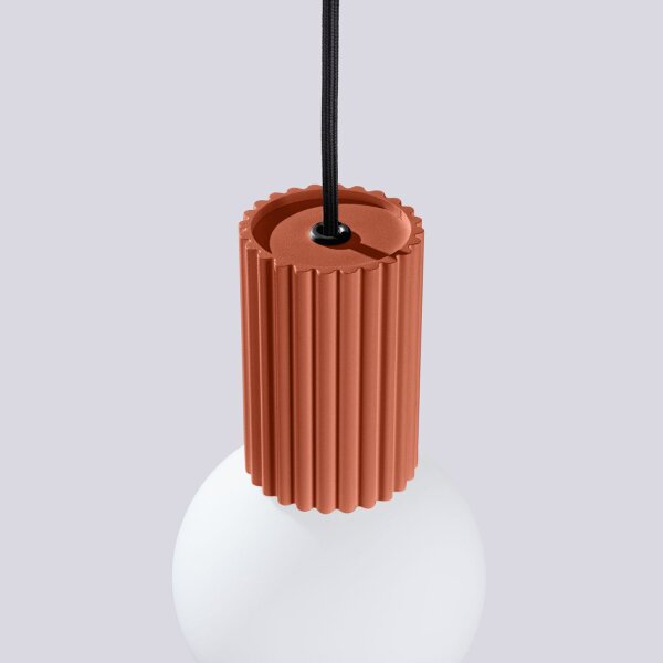 Pendelleuchte Glas G9 Ø12 cm Hängelampe Aluminium Ocker