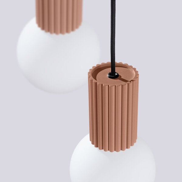 Pendelleuchte Glas Aluminium 3-flammig G9 B:25 cm Mokka