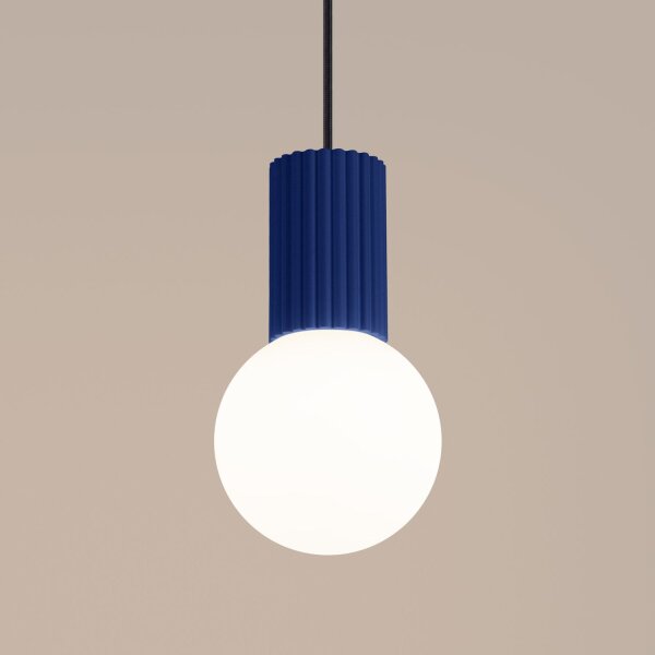Pendelleuchte Marineblau Glas Alu G9 Ø12 cm blendarm