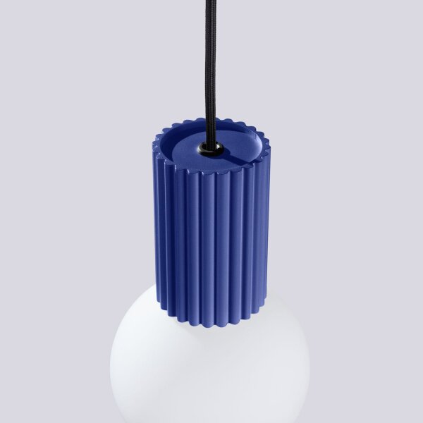 Pendelleuchte Marineblau Glas Alu G9 Ø12 cm blendarm