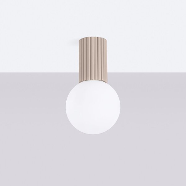 Deckenlampe Badezimmer Taupe IP44 G9 rund Ø12 cm Glas