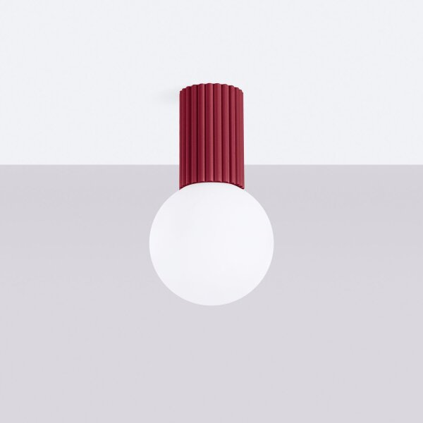 Deckenleuchte Glas G9 IP44 H:21 cm Aluminium Burgund