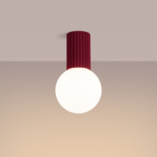Deckenleuchte Glas G9 IP44 H:21 cm Aluminium Burgund