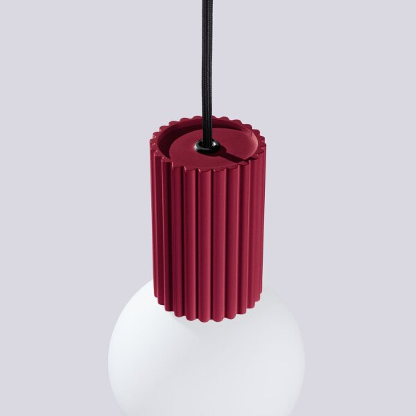 Runde Pendelleuchte Burgund Aluminium Glas G9 Ø12 cm
