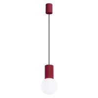 Runde Pendelleuchte Burgund Aluminium Glas G9 &Oslash;12 cm