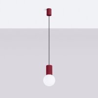 Runde Pendelleuchte Burgund Aluminium Glas G9 Ø12 cm